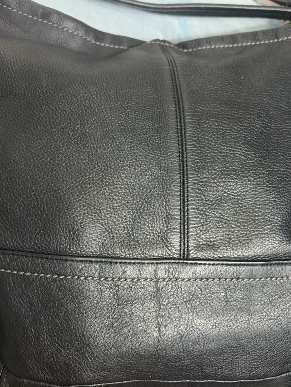 Coach Black Pebbled Leather Park Hobo Bag Crossbody Teal Lining F23293 - Picture 3 of 6